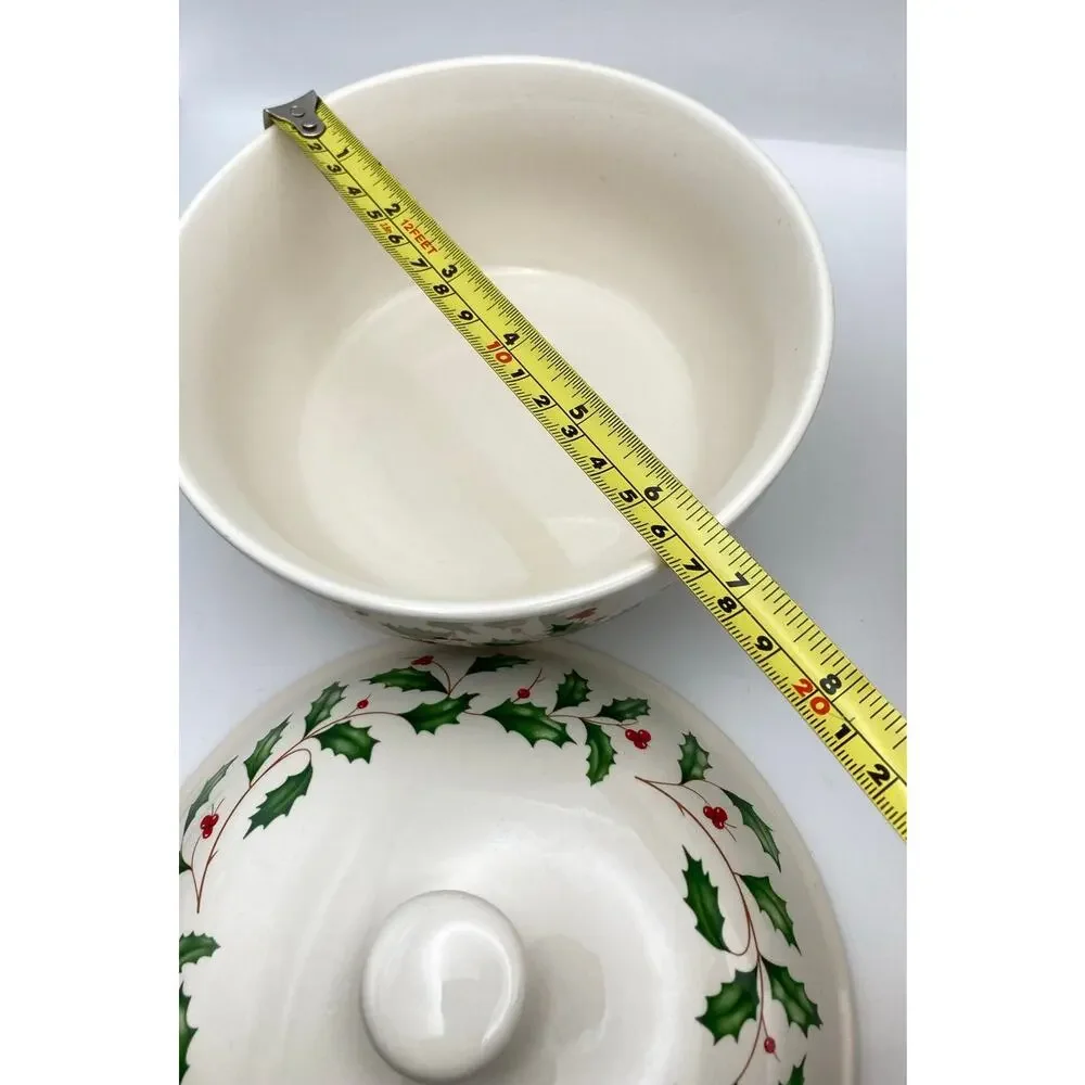 Lenox Holiday Holly Berry Medium Serving Bowl and Small Bowl with Lid *READ*